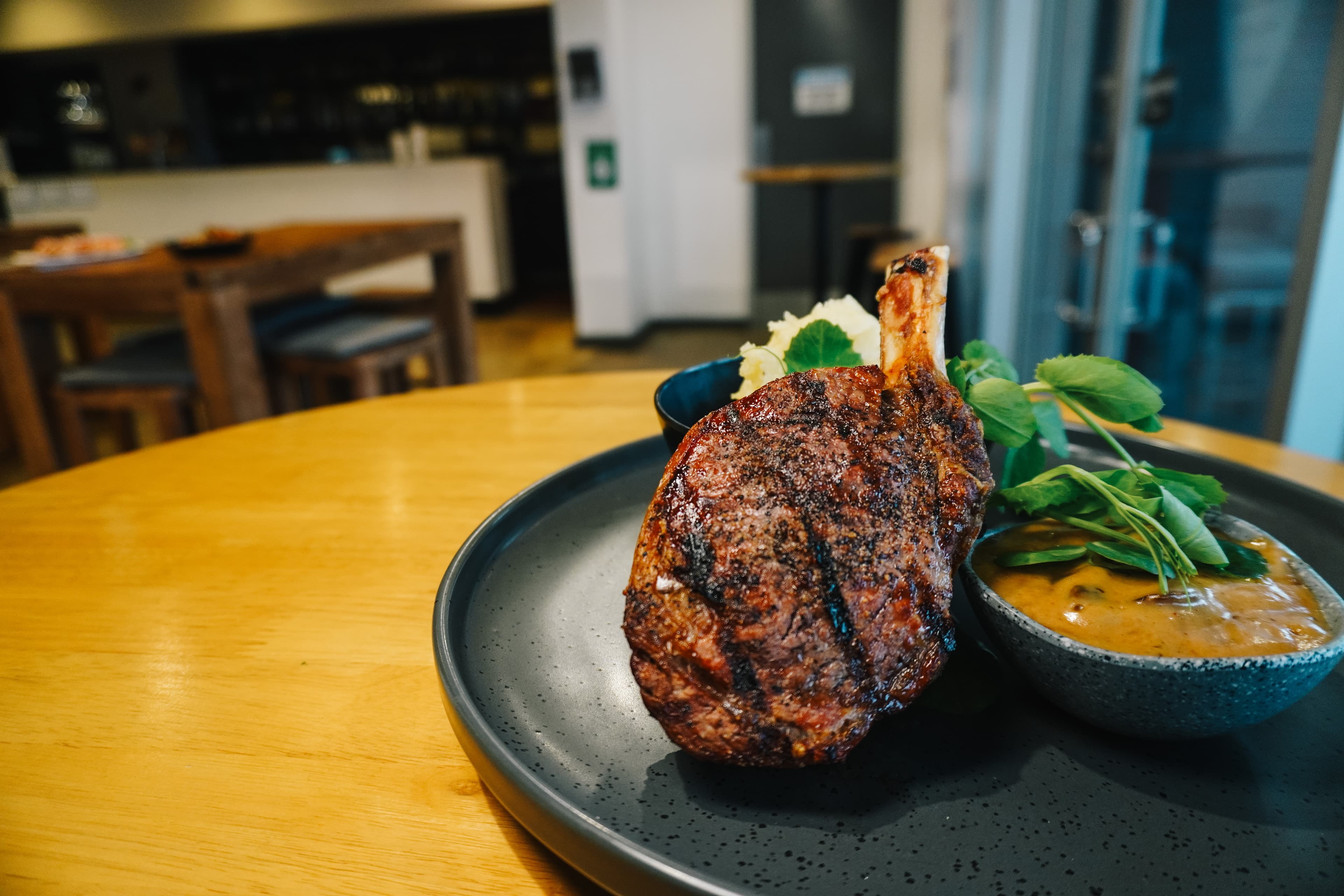 A steak served at the club restaurant